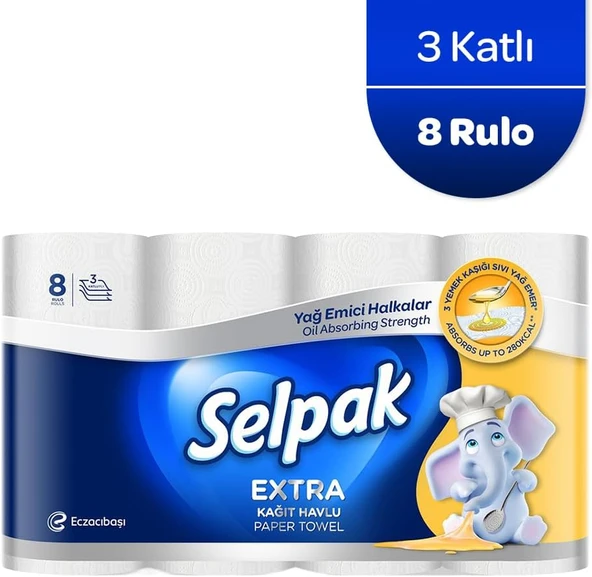 Selpak Extra Kağıt Havlu Emici 8'Li ürün görseli 1