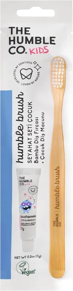 The Humble Co. - Humble Brush Kit - Mini Seyahat Seti (Çocuklar Için) (Çocuk Fırçası 7 Gr Macunu) ürün görseli 1