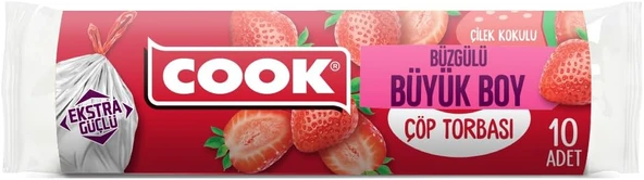 Cook Büzgülü Kokulu Torbası, Büyük Boy, Çilek Kokulu, 10 Adet/Rulo ürün görseli 1