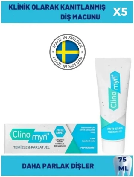 Clinomyn Fresh Beyazlatan Parlatan Jel Macunu 75 Ml X 5 Adet ürün görseli 1