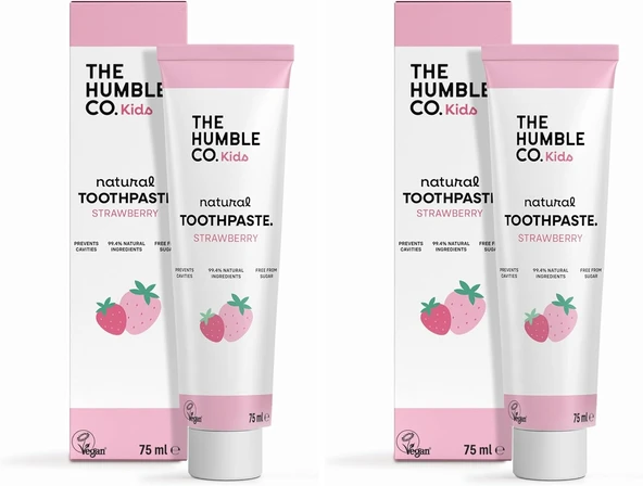 Humble Toothpaste Kids Strawberry 75 Ml Çocuklar Için Çilek Aromalı Doğal Macunu 75 Ml (Tavsi̇ye Yaş 2+) (2 Paketi) ürün görseli 1