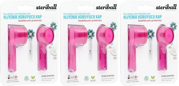 Steriball Şarjli Pi̇lli̇ Di̇ş Firçalari İçi̇n Hi̇jyeni̇k Di̇ş Firçasi Koruma Kabi-2'Li̇ Pembe X 2 (3 Paketi) ürün görseli 1