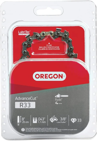 Oregon R33 Advancecut 8 İnç Yedek Testere Zinciri, Direkli Testereler Zincir Testere Aletleri Için, 8 "Kılavuz Çubuk, 33 Tahrik Bağlantısı, Pitch: 3/8" Düşük Profil, 0,43" Ölçer (R33) ürün görseli 1