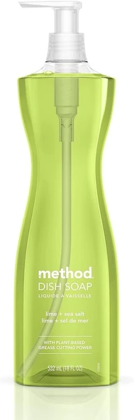 Method Bulaşık Sabunu Sıvısı, Bitkisel Bazlı Bulaşık Deterjanı, Sert Yağı Keser, Parlak Bir Temizlik Için, Misket Limonu + Deniz Tuzu Kokusu, 532 Ml Sabun Pompası Şişesi, 1 Paket ürün görseli 1