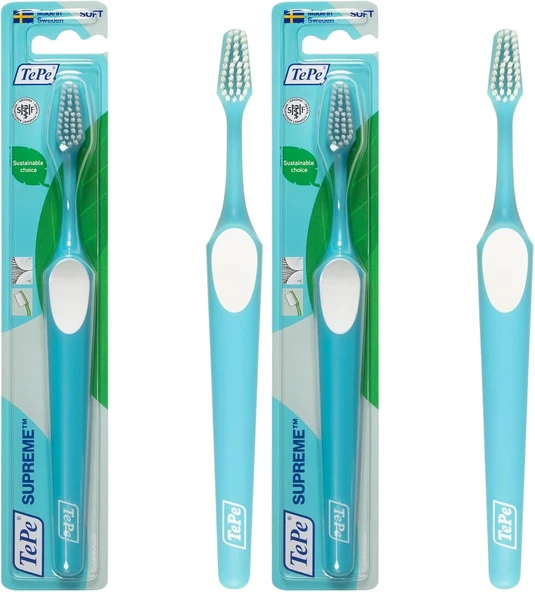 Tepe Supreme Fırçası, Yumuşak Kıl Fırçası, Hassas Eti Bakımı Için Konik Fırça Başlığı, Yetişkin, 1 Paket (2 Paketi) ürün görseli 1