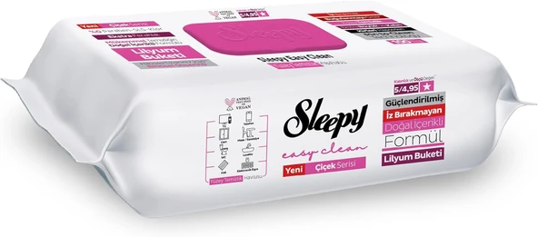 Sleepy Easy Clean Lilyum Buketi Yüzey Temizlik Havlusu Mendili 100 Yaprak ürün görseli 1