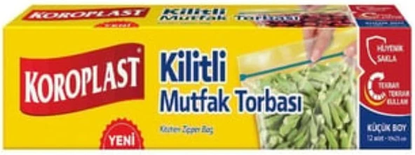 Koroplast Küçük Boy Kilitli Mutfak Torbası 12'Li Set, Sızdırmaz Hava Geçirmez Gıda Saklama Poşeti 19X25 Cm, Bpa İçermez, Sebze, Meyve, Et, Yemek Saklama Torbası, Yıkanabilir Kilitli Mutfak Poşeti ürün görseli 1