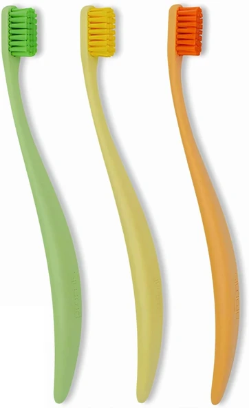 Promis Colored Bioplastik 3’Lü Fırça Seti – 6750 Yumuşak Kıl, Ergonomik Lignin Sap, Renkler, Antibakteriyel, İtalyan Tasarımı, Alman Üretimi ürün görseli 1