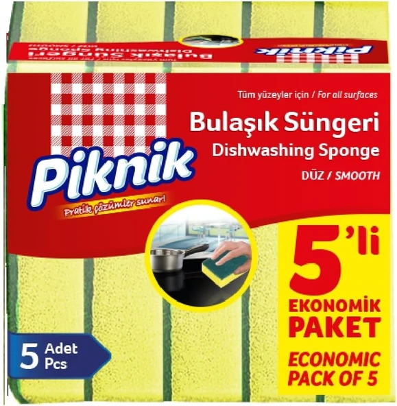 Piknik Bulaşik Süngeri 5'Li Düz ürün görseli 1