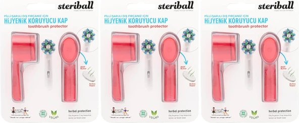 Steriball Şarjli Pi̇lli̇ Di̇ş Firçalari İçi̇n Hi̇jyeni̇k Di̇ş Firçasi Koruma Kabi-2'Li̇ Kirmizi (3 Paketi) ürün görseli 1