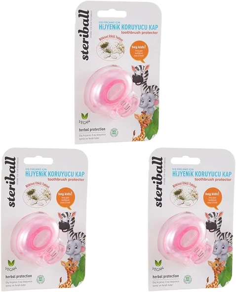 Steriball Fırçası İçin Koruyucu Hijyenik Fil Kids Kap, Çok Renkli (3 Paketi) ürün görseli 1
