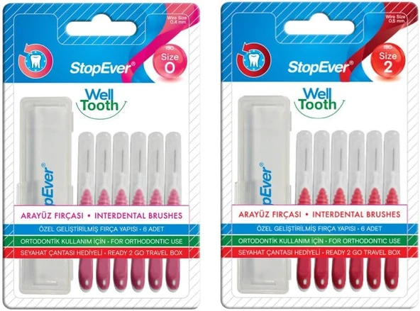 Stopever Arayüz Fırçası Pembe Size O 0.40 Mm Arayüz Fırçası Kırmız Size 2 0.50 Mm ürün görseli 1