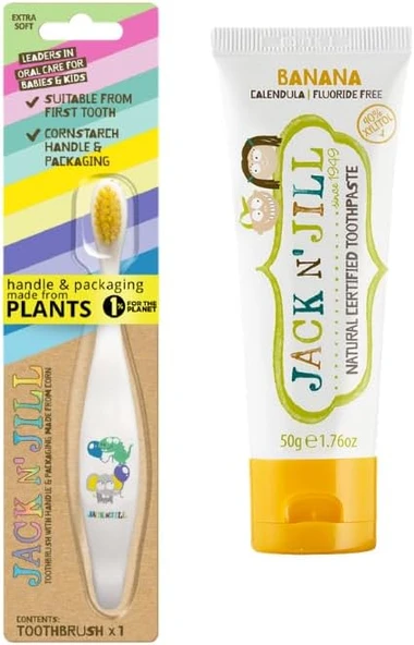 N Jill Bebek Fırçalama Seti (Fil&Dino Fırçası + Muz Aromalı Macun 50G) ürün görseli 1