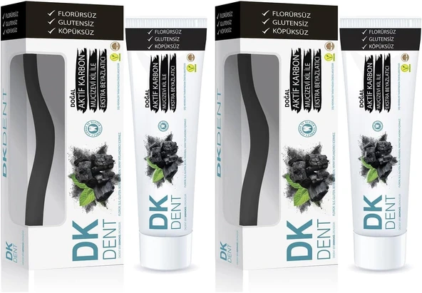 Dkdent Vegan Aktif Karbonlu Florürsüz Macunu 75 Ml Fırçası Hediyeli 2Li Paket ürün görseli 1