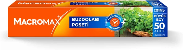 Macro Buzdolabı Poşeti Büyük Boy 50 Adet (30X45 Cm), Geniş Hacimli Saklama Dondurucu Poşeti ürün görseli 1