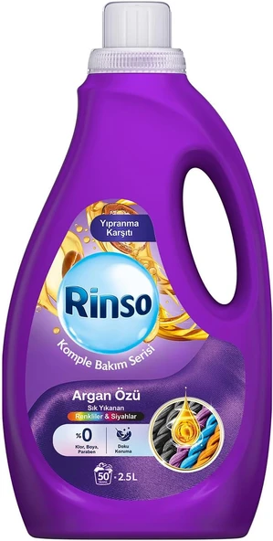 Rinso Sıvı Çamaşır Deterjanı Komple Bakım Serisi Argan Özü Renkliler Siyahlar İçin 2.5 L ürün görseli 1
