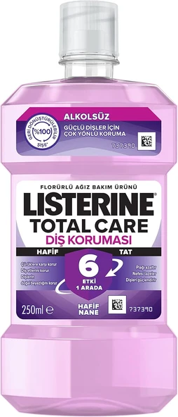 Listerine, Total Care, Koruyucu, 6 Etkili Florürlü Ağız Bakım Ürünü, Hafif Tat, Sıfır Alkol, Nane Aromalı, 250Ml ürün görseli 1