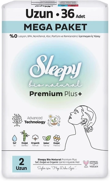 Sleepy Bio Hijyenik Ped Mega Paket Uzun 36 Adet ürün görseli 1