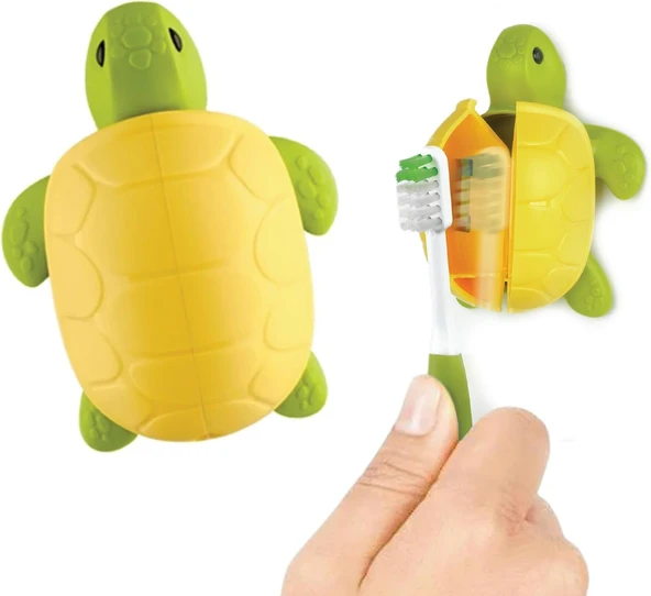 Flipper Fun Animal Kaplumbağa Fırçası Kapağı - Kapaklı Çocuk Fırçası Tutacağı - Banyo Için Fırçası Tutucuları - Vantuzlu Fırçası Tutacağı ürün görseli 1