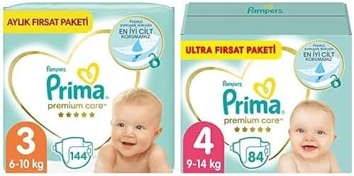 Bebek Bezi Care 3 Beden 144 Adet Midi Aylık Fırsat Paketi & Bebek Bezi Care 4 Beden 84 Adet Maxi Fırsat Paketi ürün görseli 1
