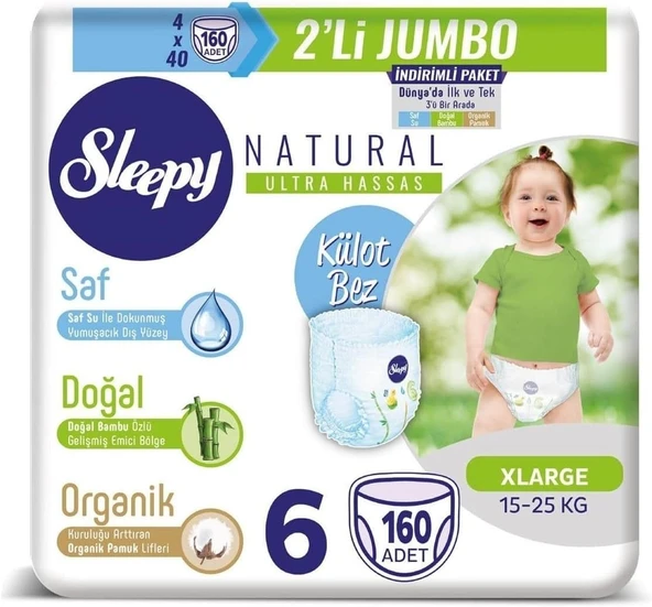 Sleepy Külot Bez 6 Beden Xlarge 4X2'Li 160 Adet ürün görseli 1