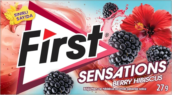 First Sensations Berry Hibisküs Aromalı Şekersiz Sakız 27 Gr ürün görseli 1
