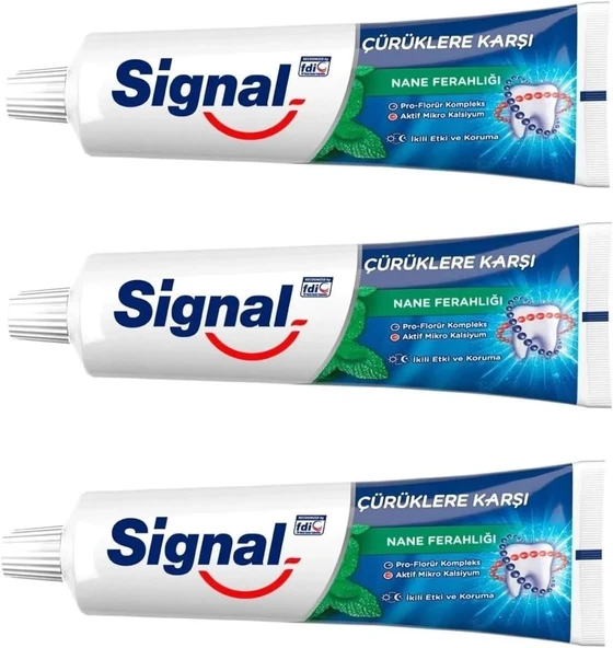 Smartizi Signal Çürüklere Karşı Nane Ferahlığı Macunu (3 Adet X 50 Gr) - Günlük Ağız Bakımı Florürlü Koruma Seti ürün görseli 1