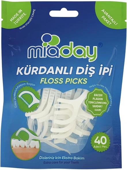 Miaday Kürdanlı İpi Floss Picks – 40’Lı Paket, Arası Temizliği Ağız Bakımı İçin Pratik Çift Fonksiyonlu Kürdanlı İpi ürün görseli 1
