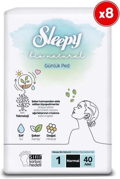 Sleepy Bio Günlük Ped Normal 8X40=320 Adet Ped ürün görseli 1