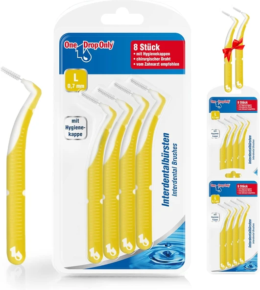 One Drop Only® - 3 X 8'Li Blister İnterdental Fırça 0,7 Mm (L) + 2 Arası Fırçası Ücretsi̇z/İnterdental Fırça & Ara Temizleme Fırçası / Fırçaları Ile İyi Ağız Hijyeni ürün görseli 1
