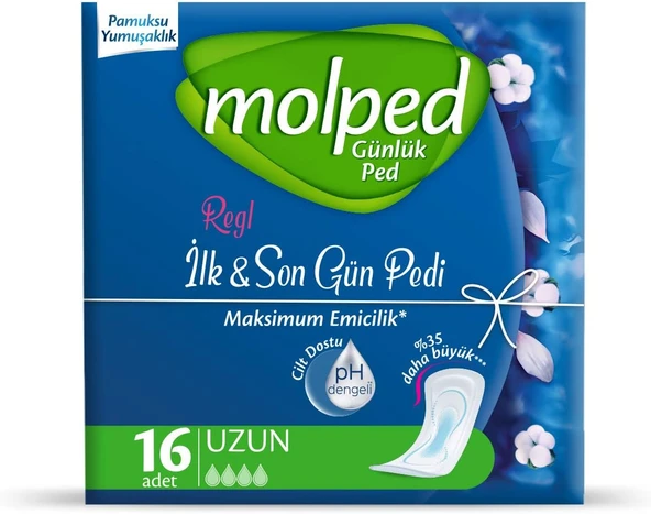 Molped Regl İlk & Son Gün Pedi Uzun Günlük Ped (1 X 16 Adet) ürün görseli 1