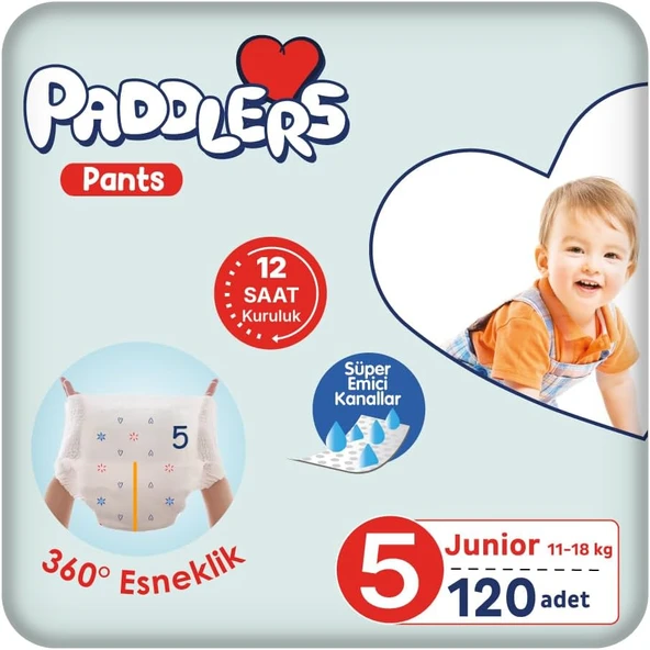 Paddlers Külot Bebek Bezi 5 Numara Junior 120 Adet (11-18 Kg) Ekstra Aylık Paket ürün görseli 1