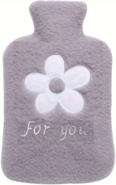 Sicak Su Torbasi Peluş Papatya Desenli̇ Gri̇ 21X13,5X2Cm 500 Ml ürün görseli 1