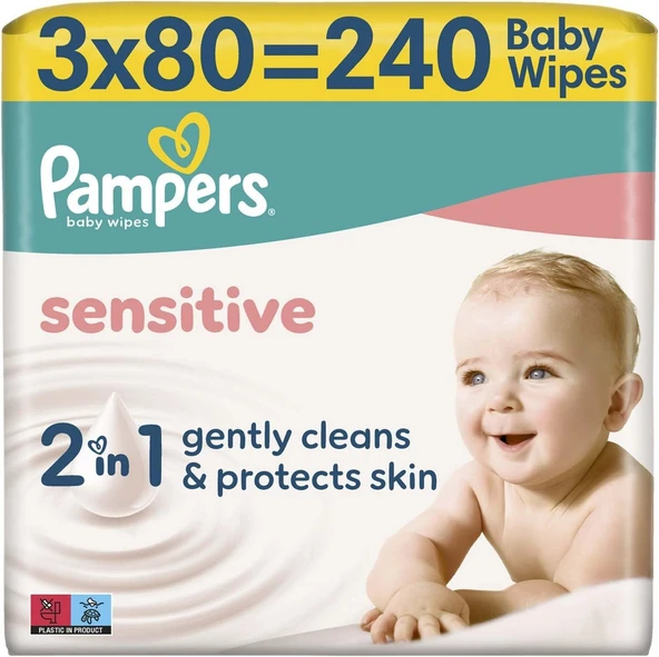 Pampers Sensitive Bebek Islak Havlu 3 Paket 240 Yaprak ürün görseli 1