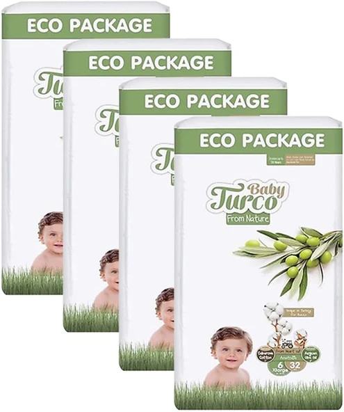 Baby Turco Doğadan 6 Beden X Large 32X4 128 Adet Bebek Bezi ürün görseli 1