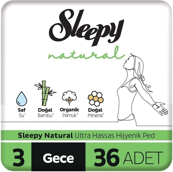 Sleepy Hassas Hijyenik Ped Gece 36 Adet Ped ürün görseli 1
