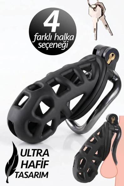 Femstar Büyük Boy Xxl Siyah Sissy Chastity Cage Bekaret Kafesi Kilidi (Siyah 3) ürün görseli 1