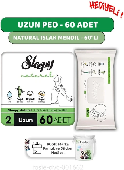 Sleepy Hassas Hijyenik Ped Uzun 60 Adet, 60'Lı Islak Mendil Rosie ürün görseli 1