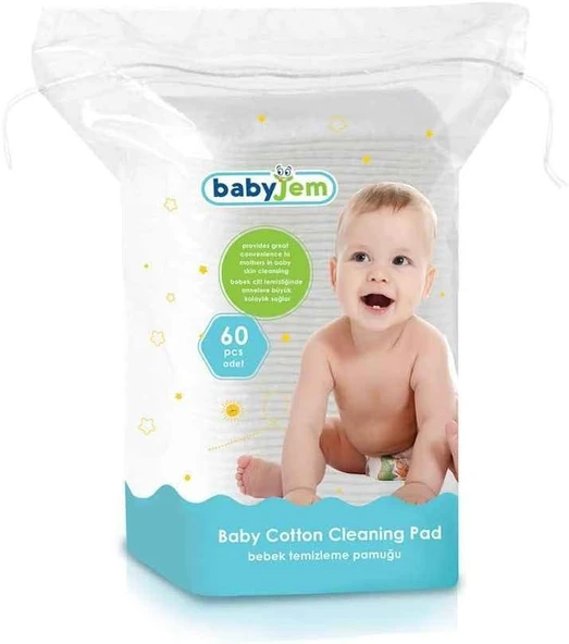 Babyjem Bebek Temizleme Pamuğu 60 Adet Beyaz Çok Renkli 8681049214614 ürün görseli 1
