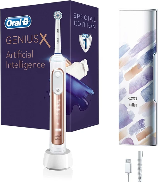 Genius X Yapay Zeka Destekli Şarj Edilebilir Fırçası Özel Seri Rosegold + Seyahat Kabı ürün görseli 1