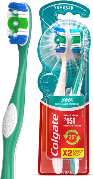 360 Komple Ağız Temizliği Çok Yönlü Koruma Yumuşak Fırçası (1 X 2 Adet) ürün görseli 1