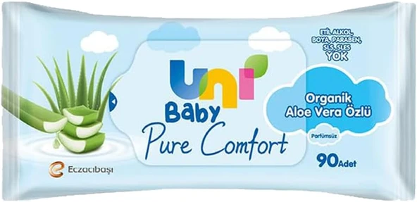 Uni Baby Pure Organik Aloe Vera Özlü Islak Mendil 12X90 1080 Yaprak ürün görseli 1
