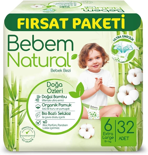 Bebem 6 Beden Xlarge Fırsat Paketi Bebek Bezi (1 X 32 Adet) ürün görseli 1
