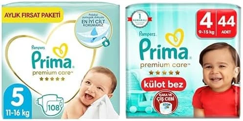 Bebek Bezi Care 5 Beden 108 Adet Junior Aylık Fırsat Paketi & Bebek Bezi Care Külot Bez 4 Numara 44 Adet İkiz Paket ürün görseli 1
