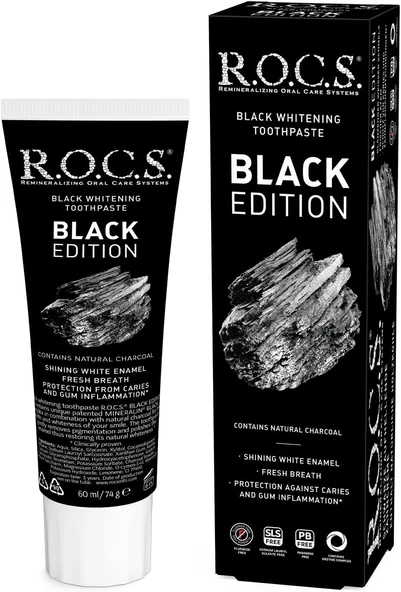 R.O.C.S. Black Edition Kömür Özlü Beyazlatıcı Macunu (1 X 74 G) ürün görseli 1