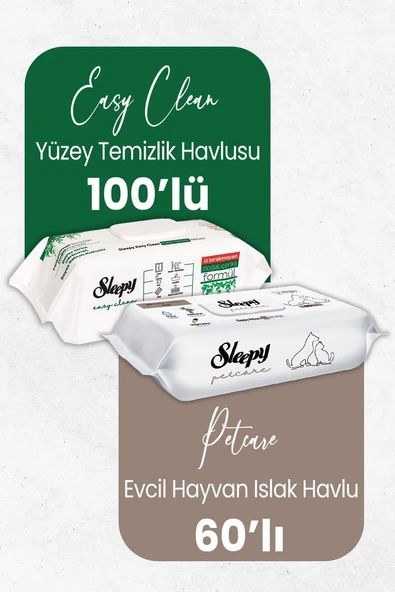 Sleepy Temizlik Havlusu 100' Lü Evcil Hayvan Islak Havlusu 60' Lı ürün görseli 1