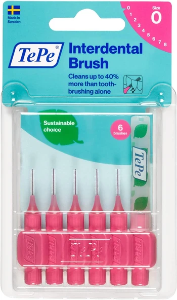 Tepe Blister 0.4 Mm 0 Beden Arası Fırçası Pembe (1 X 6 Adet) ürün görseli 1