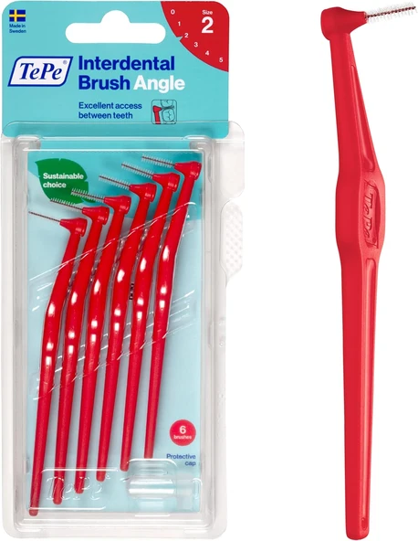 Tepe Angle (Iso Boyut 2: 0,5 Mm) Kırmızı Açılı Aralıklı Fırça (1 X 6 Adet) ürün görseli 1