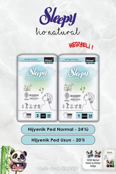 Sleepy Hijyenik Ped Uzun 20'Li Hijyenik Normal 24'Lü Bio Rosie ürün görseli 1
