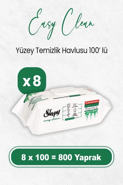 Sleepy Easy Clean Yüzey Temizlik Havlusu 100 X 8 Adet (800 Yaprak) ürün görseli 1